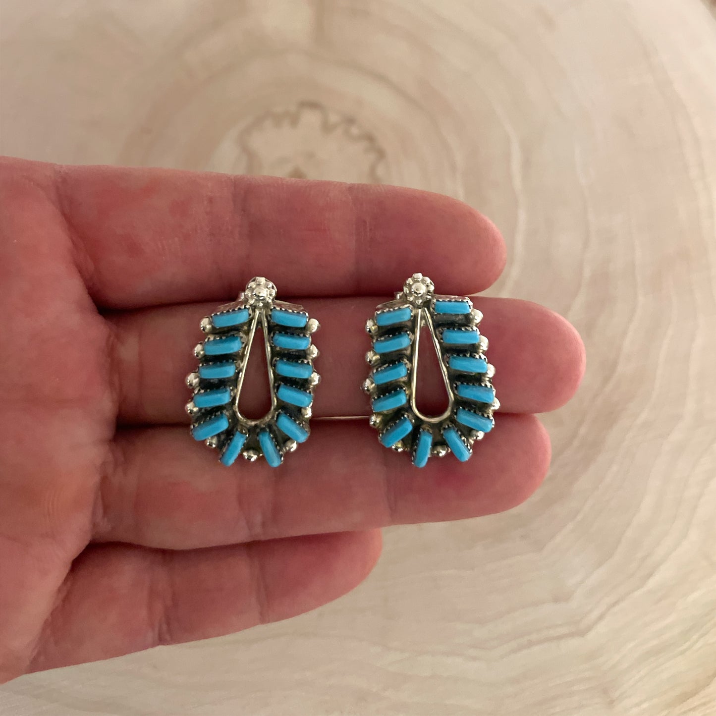 Turquoise Needlepoint Post Earrings