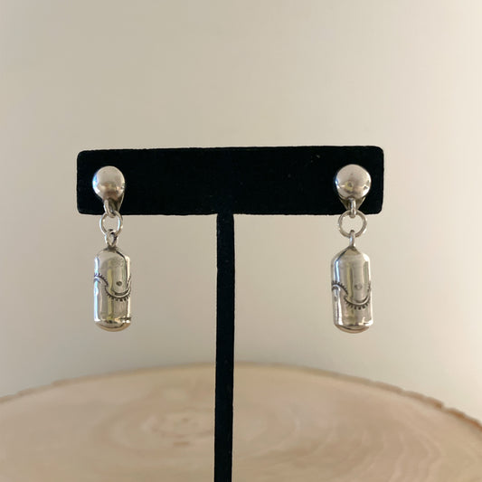 Stamped Silver Dangle Earrings