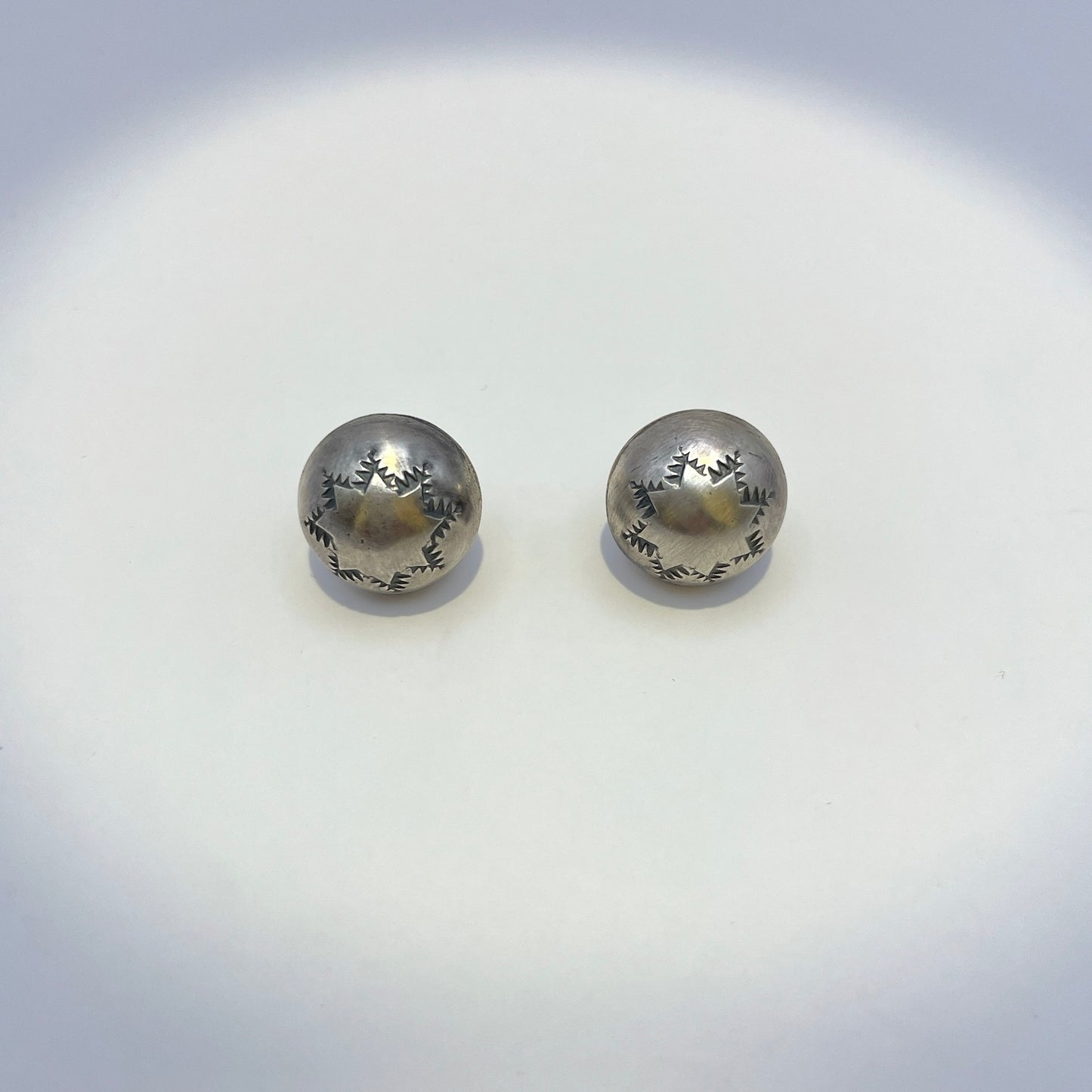 Stamped Navajo Pearl Stud Earrings 5/8"