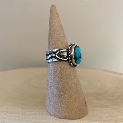 Stamped Kingman Turquoise Ring A By Sunshine Reeves Size 8.5