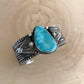 Stamped Kingman Turquoise Cuff Bracelet By Sunshine Reeves 5.35"