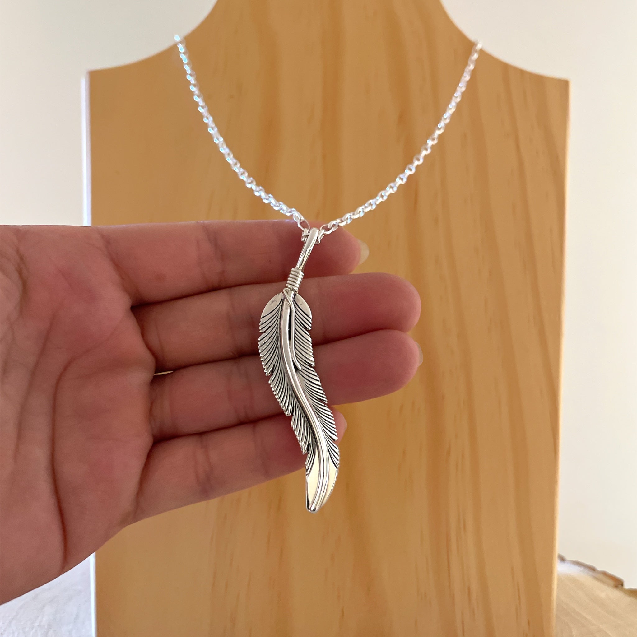 Sterling Silver Feather Pendant By Harvey Mace