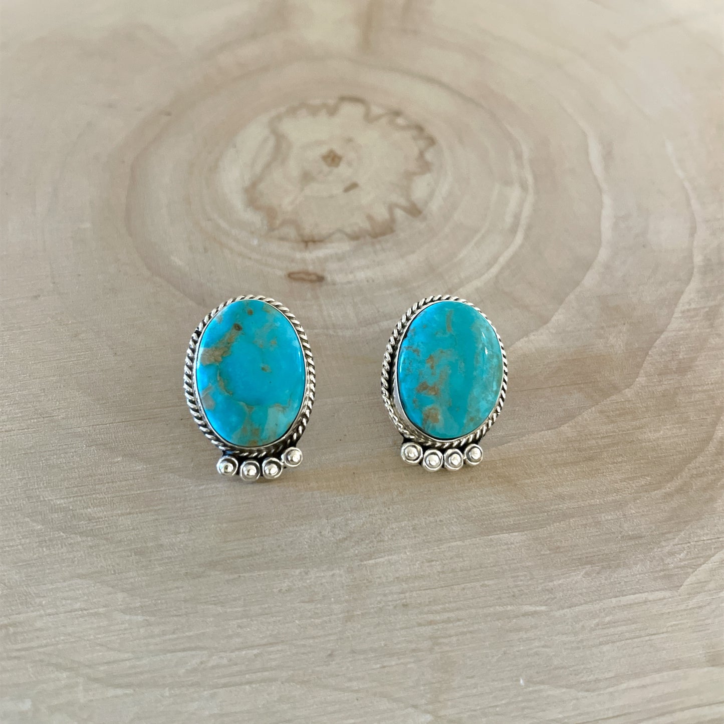 Kingman Turquoise Round Post Earrings