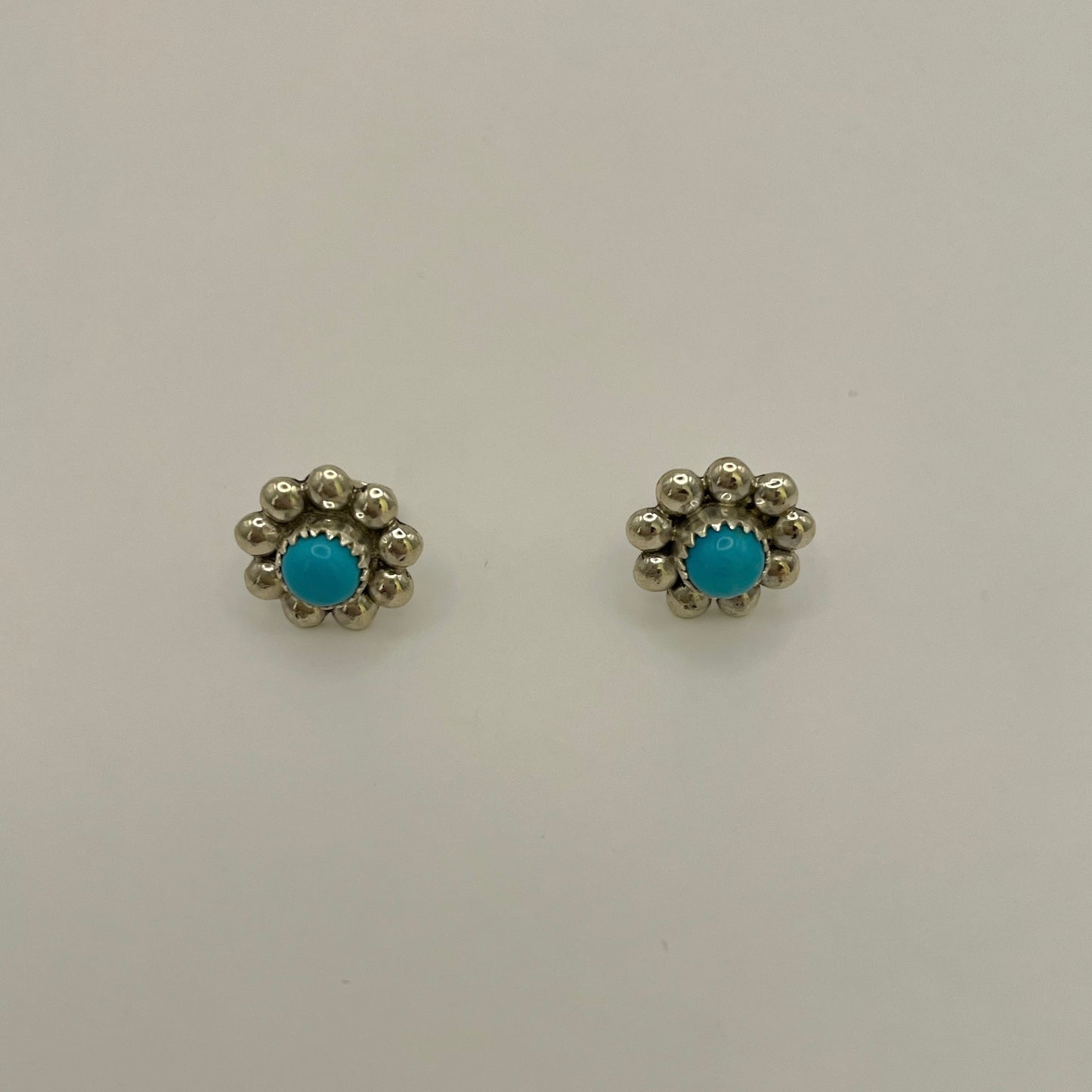 Turquoise Flower Stud Earrings A