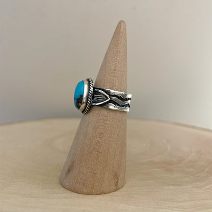 Stamped Kingman Turquoise Ring A By Sunshine Reeves Size 8.5