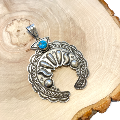 Kingman Turquoise Big Naja Pendant By Alex Sanchez