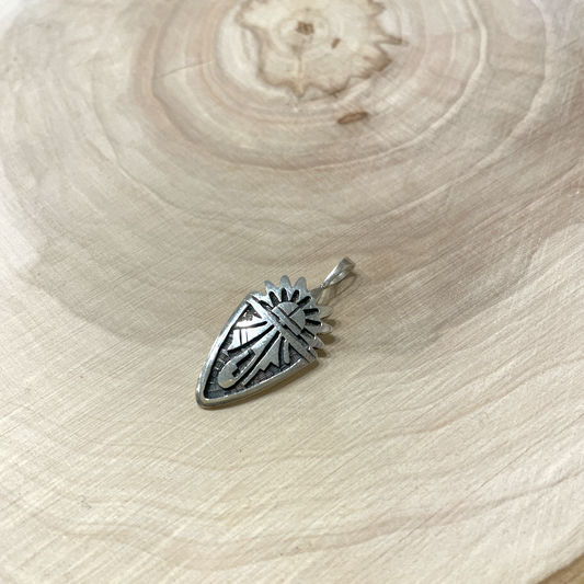Prayer Feather and Sunface Pendant