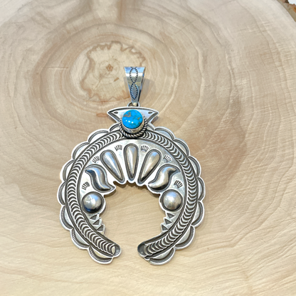 Kingman Turquoise Big Naja Pendant By Alex Sanchez