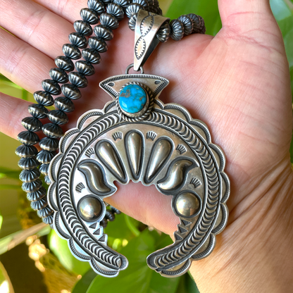 Kingman Turquoise Big Naja Pendant By Alex Sanchez