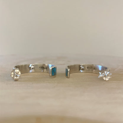 ターコイズインレイフープピアス　直径２５mm