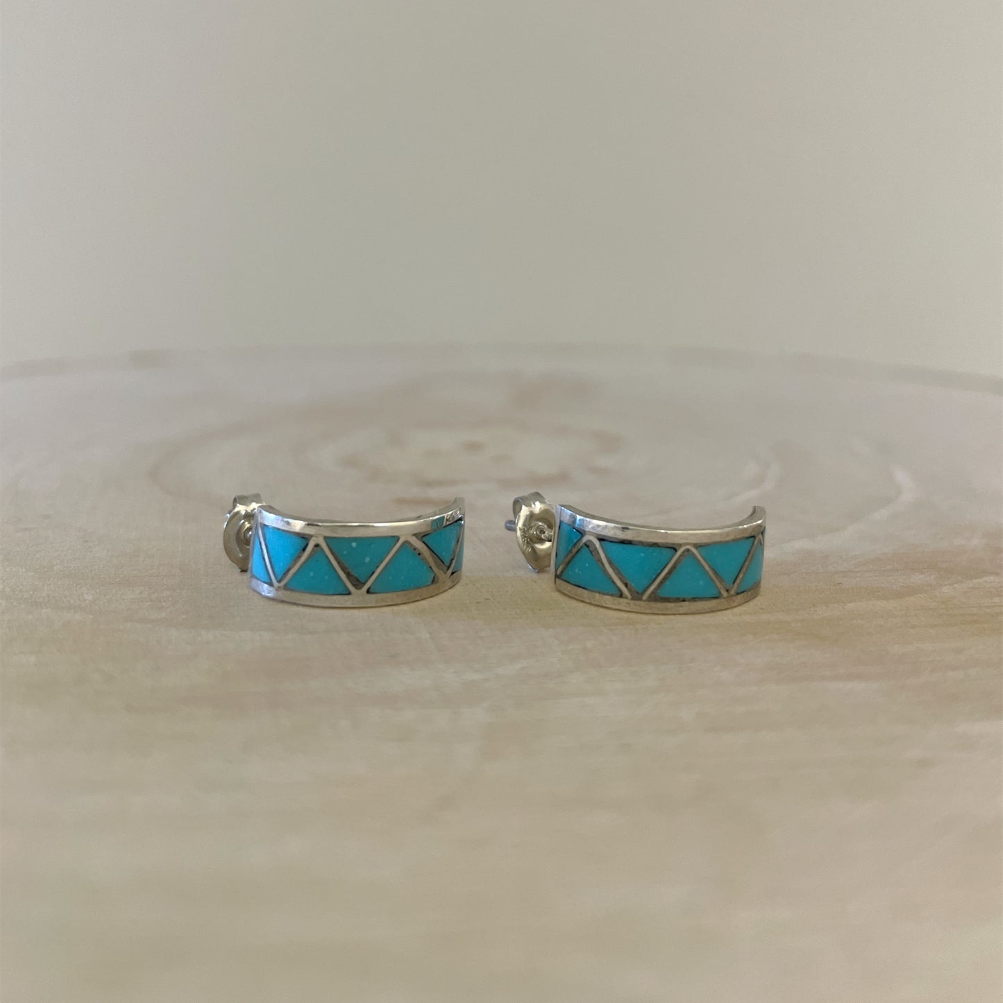 Turquoise Inlay Small Hoop Earrings