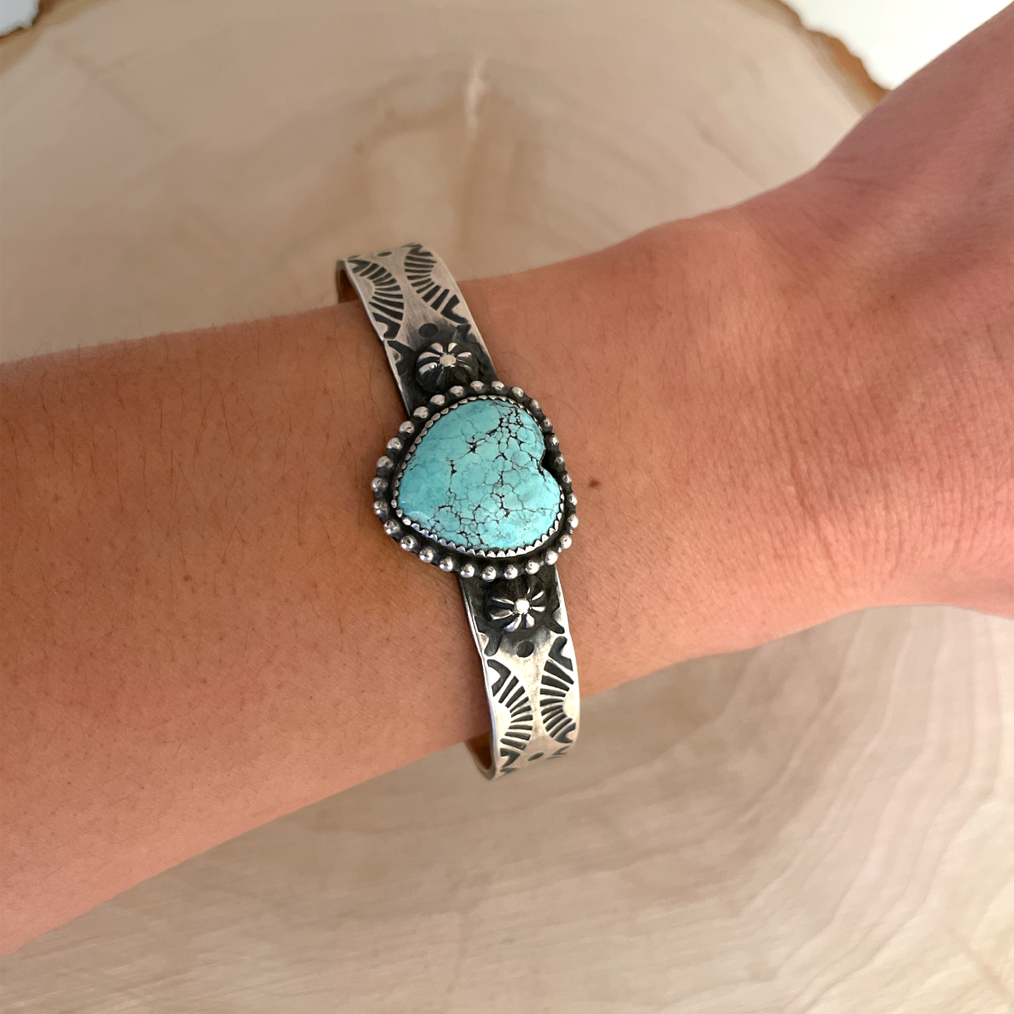 Turquoise Heart Cuff Bracelet By Kinsley Natoni Size 5.75"