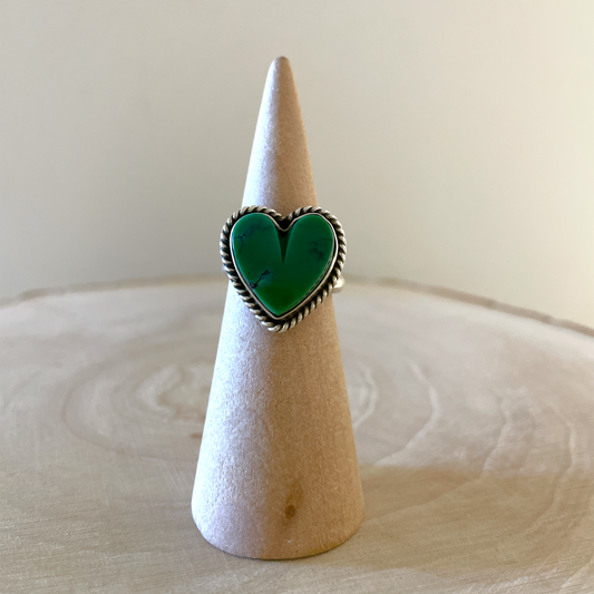 Turquoise Heart Adjustable Ring By Robin Tsosie