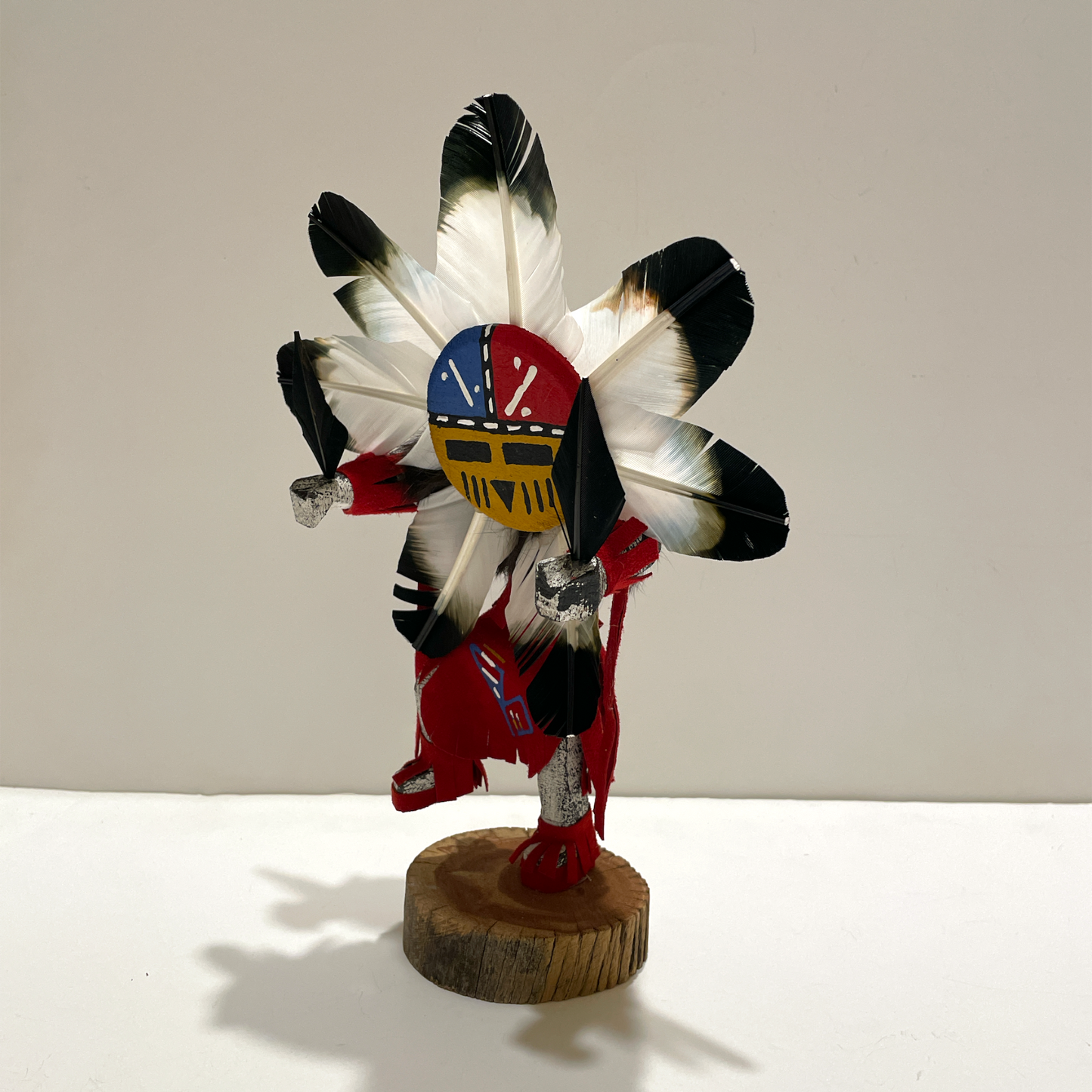Native American Navajo Sunface Kachina Doll / Red
