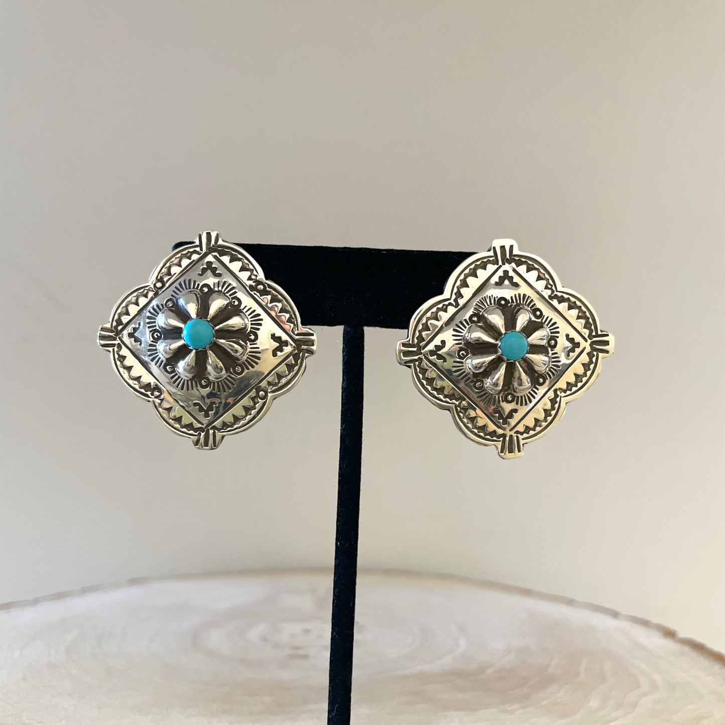 Turquoise Concho Post Earrings By Jenny Blackgoat