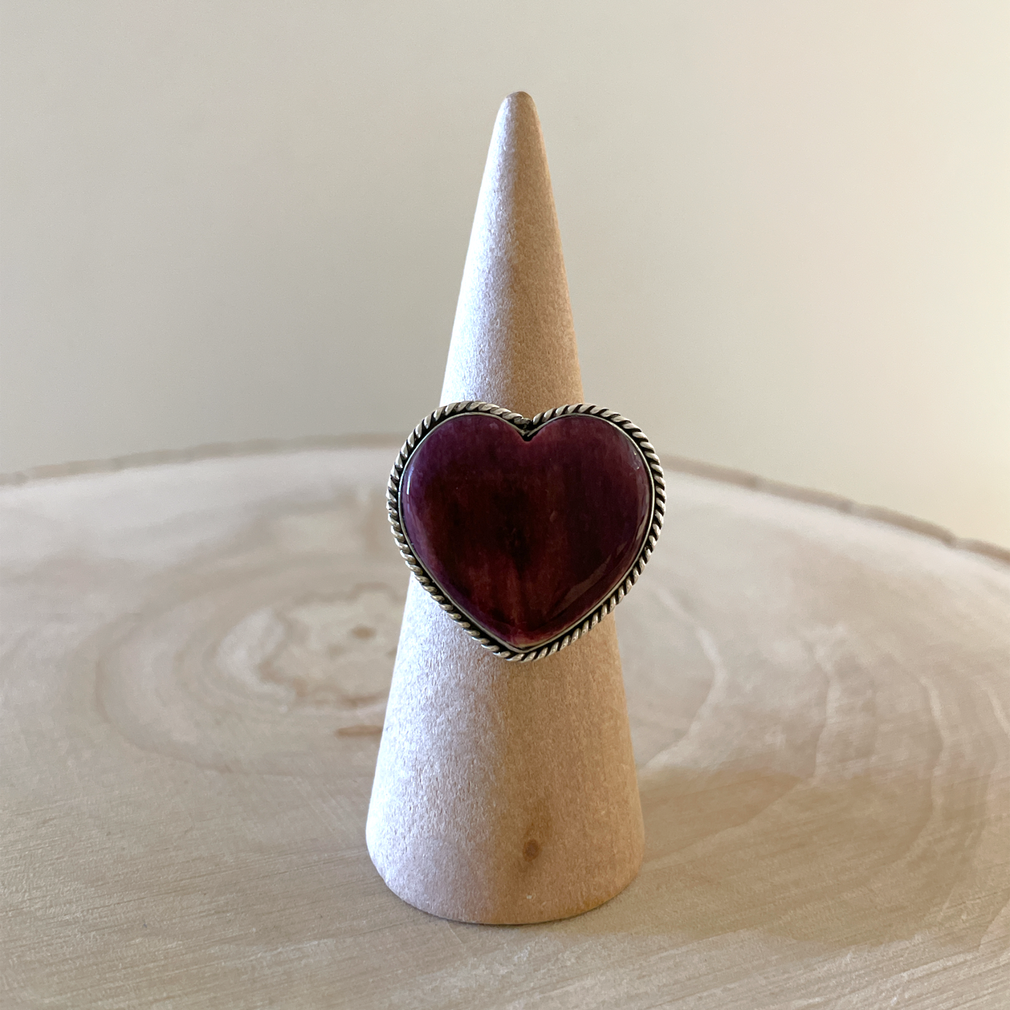 Purple Spiny Heart Adjustable Ring By Pauline Nelson A