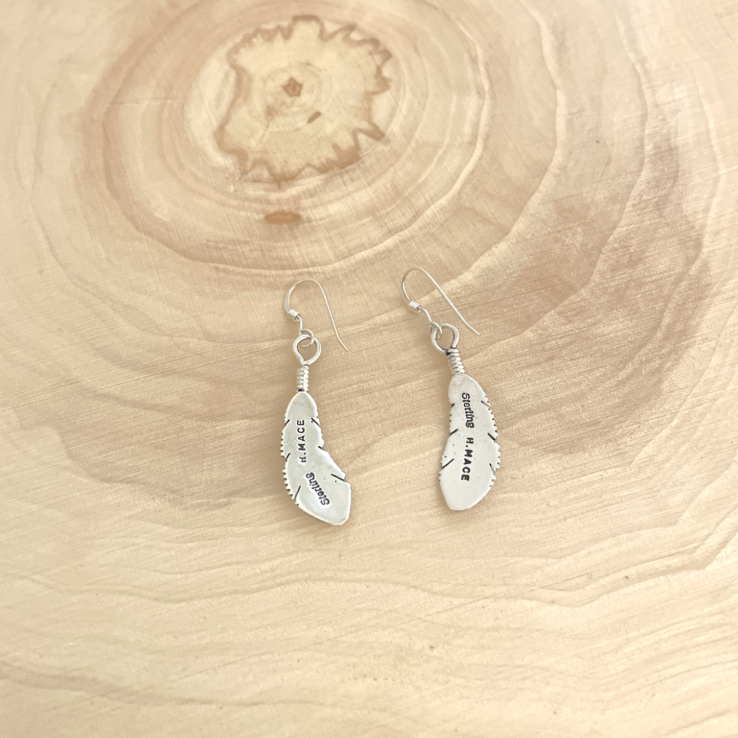 Sterling Silver Feather Dangle Earrings By Harvey Mace