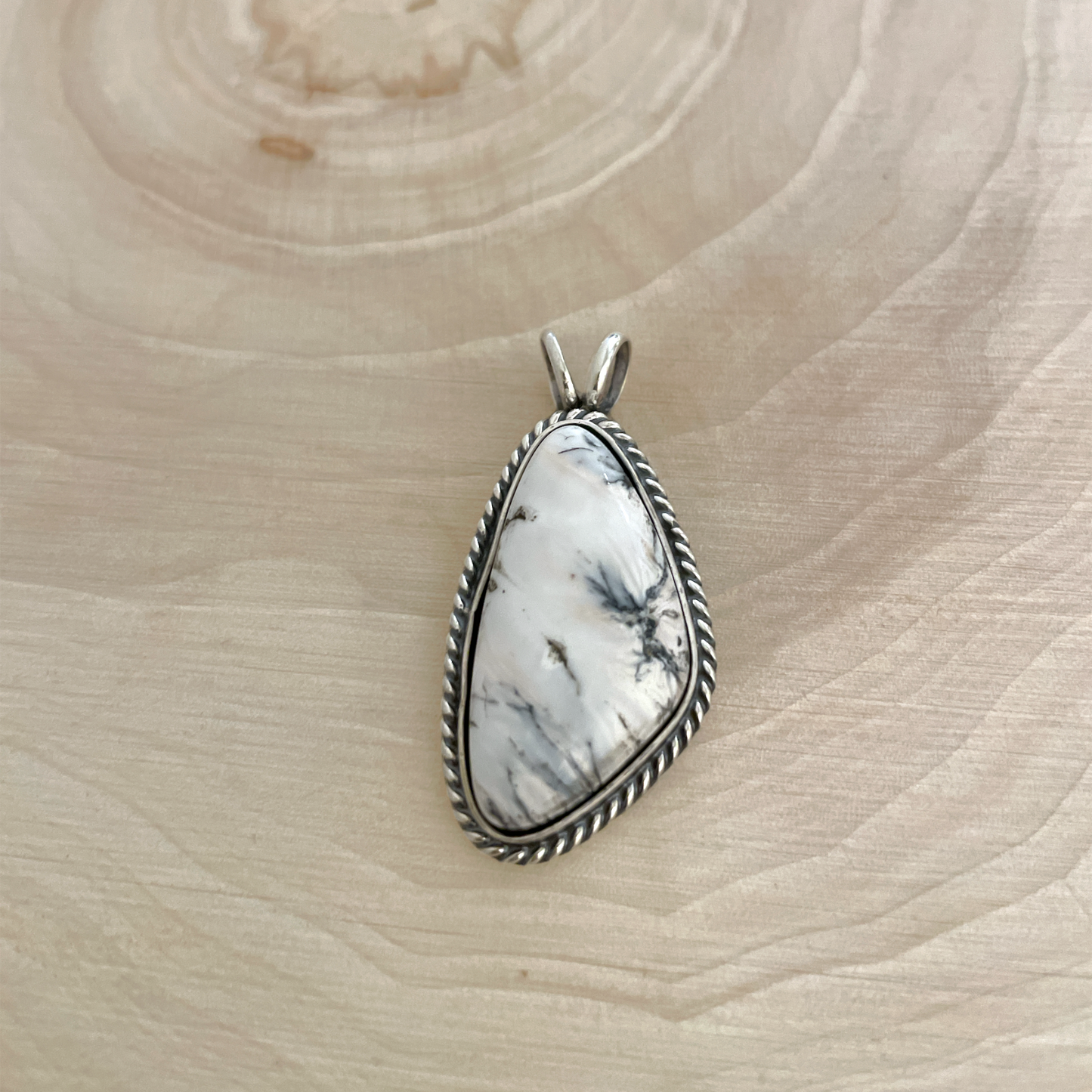 Sterling Silver Howlite Triangle Pendant A