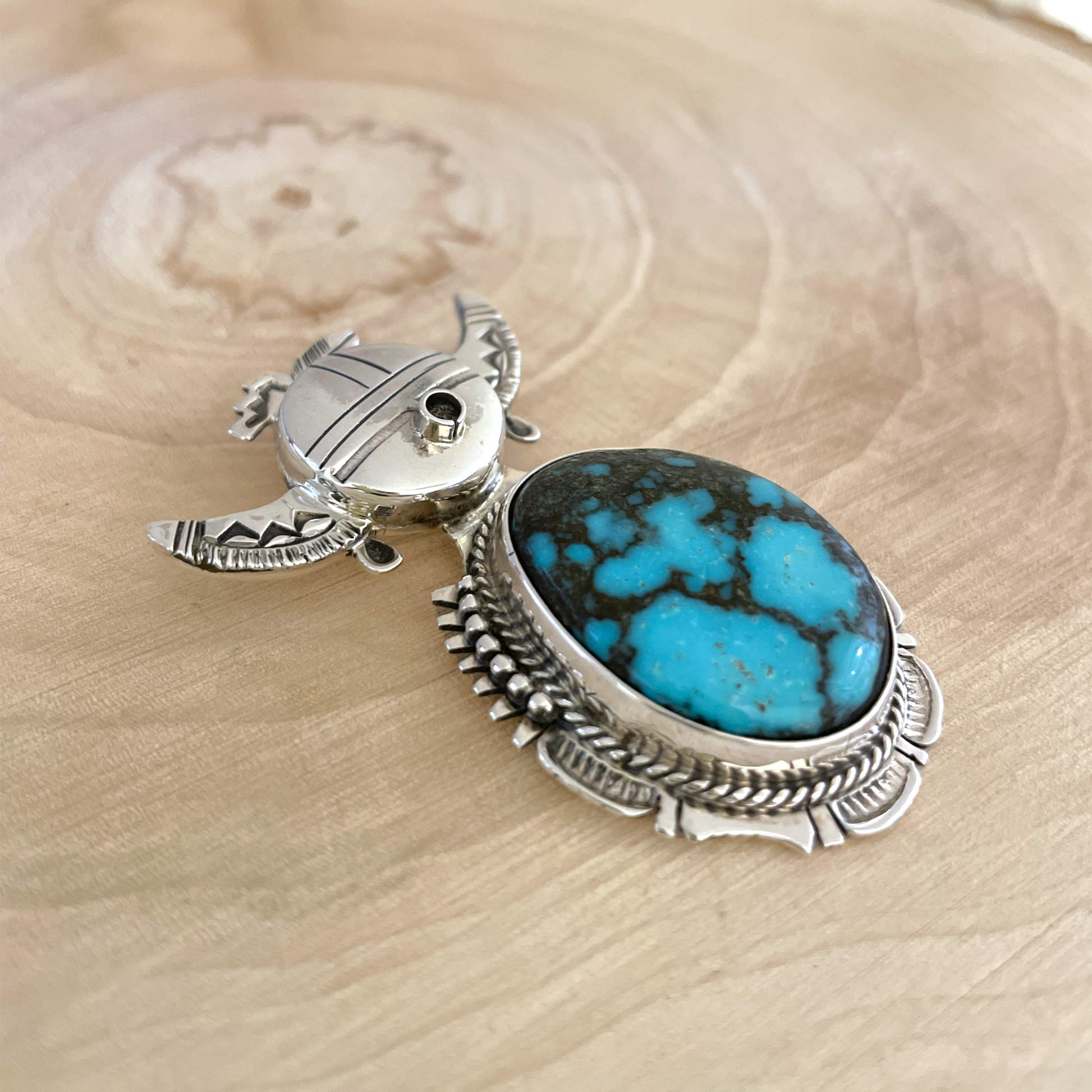 Kingman Turquoise Kachina Pendant By Bennie Ration