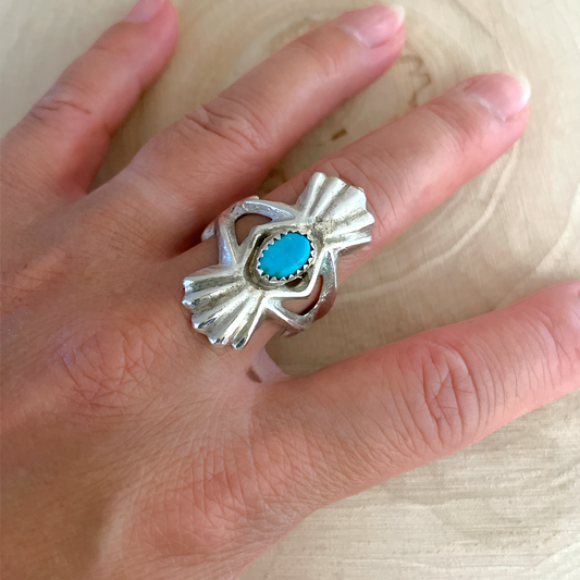 Sandcast Sleeping Beauty Turquoise Ring size 8