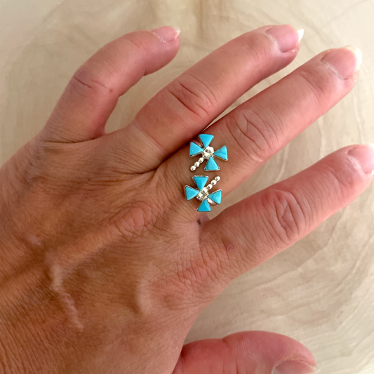 Turquoise Inlay Dragonfly Adjustable Ring