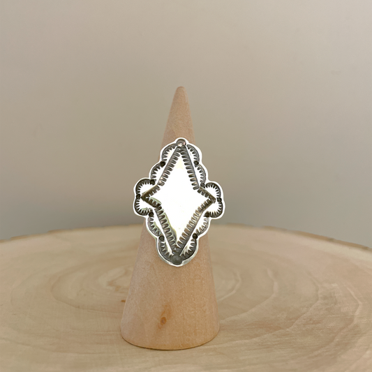 Stamped Silver Statement Ring By Sunshine Reeves Size 8.5