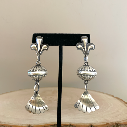 Stamped Half Squash Blossom Earrings By Derrick Cadman