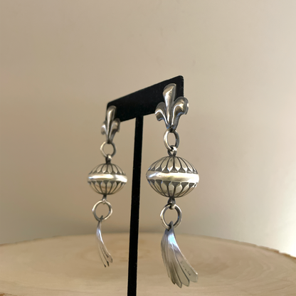 Stamped Half Squash Blossom Earrings By Derrick Cadman
