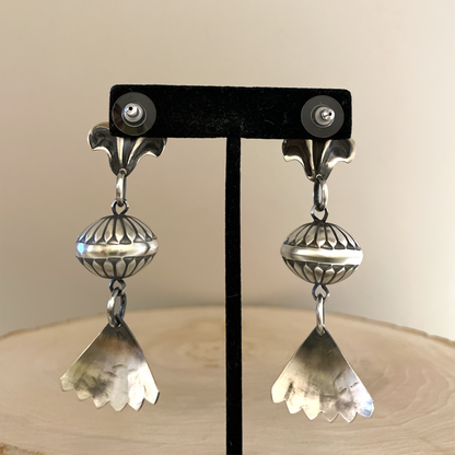 Stamped Half Squash Blossom Earrings By Derrick Cadman