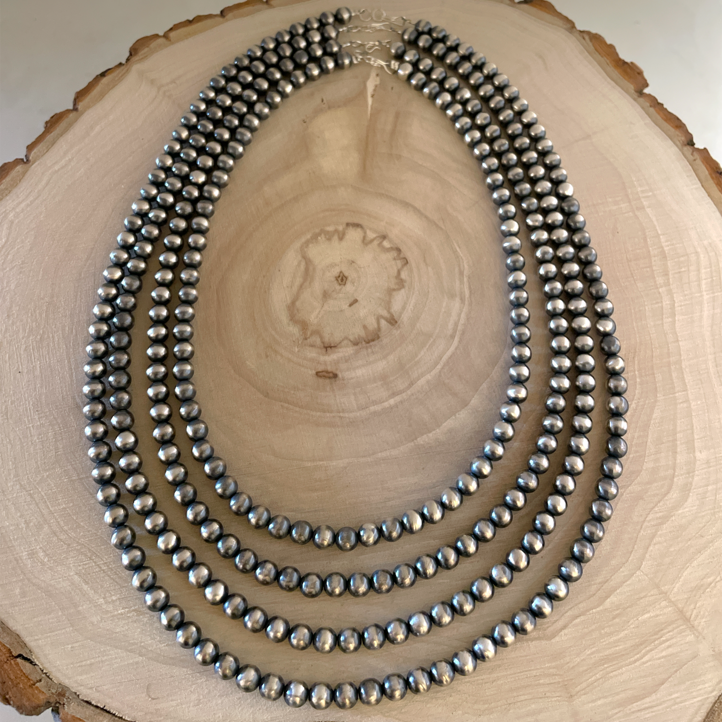 Round Navajo Pearls Necklace 6mm - 16"