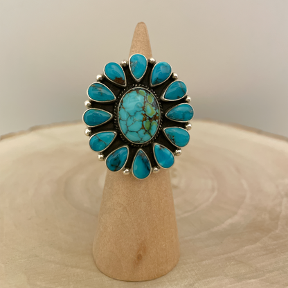 Turquoise Cluster Ring Size 6.5 By Darrell Cadman