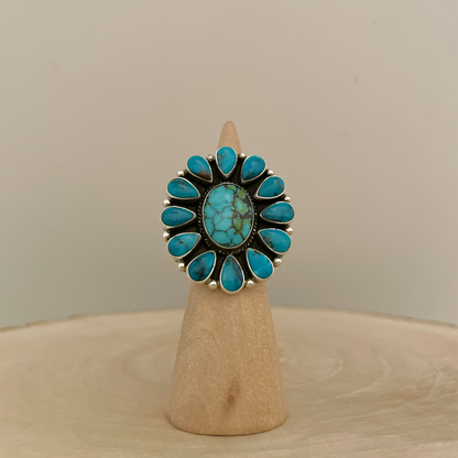 Turquoise Cluster Ring Size 6.5 By Darrell Cadman