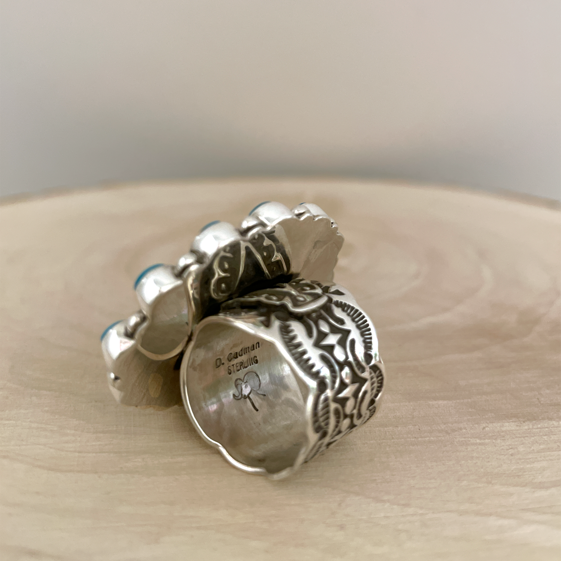 Native American Navajo Darrell Cadman Kingman Cluster Ring Native American Navajo Darrell Cadman Kingman Cluster Ring