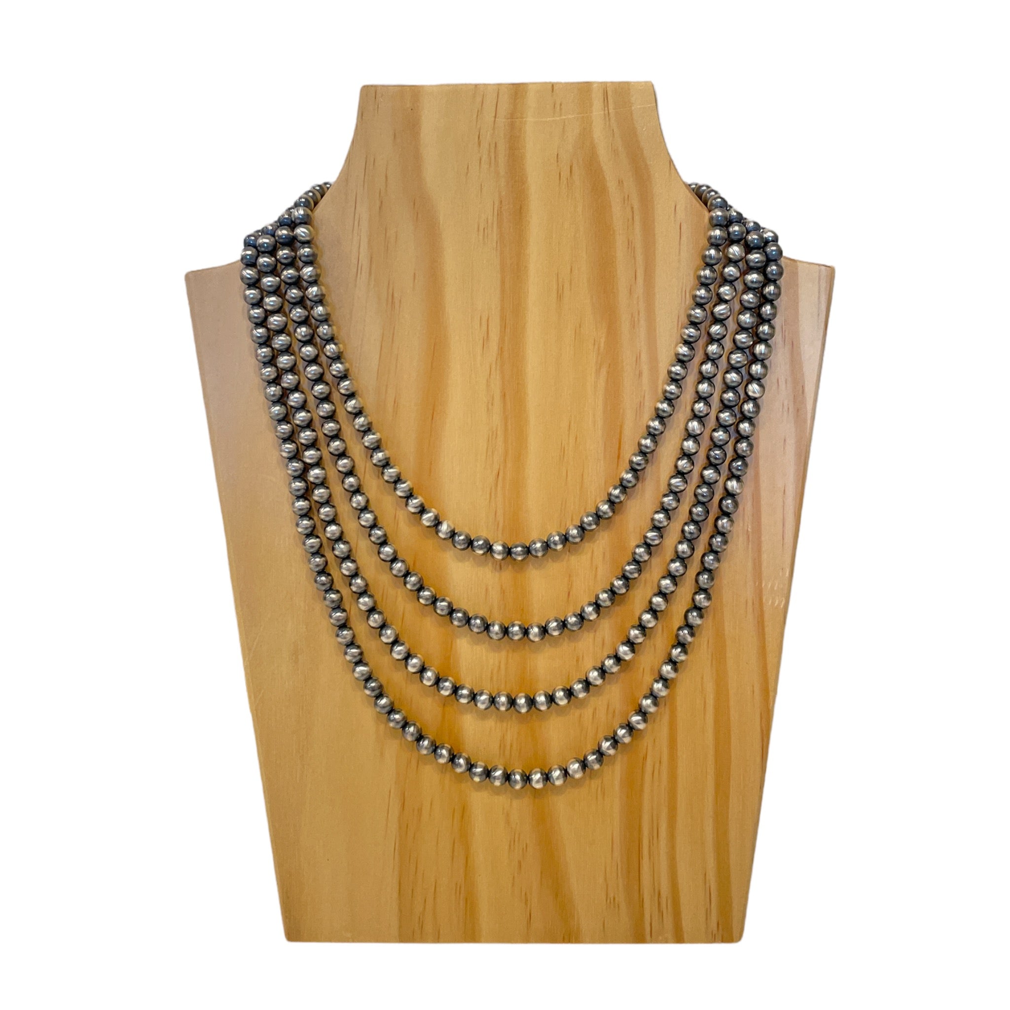 Round Oxidized Navajo Pearls Necklace 6mm - 18