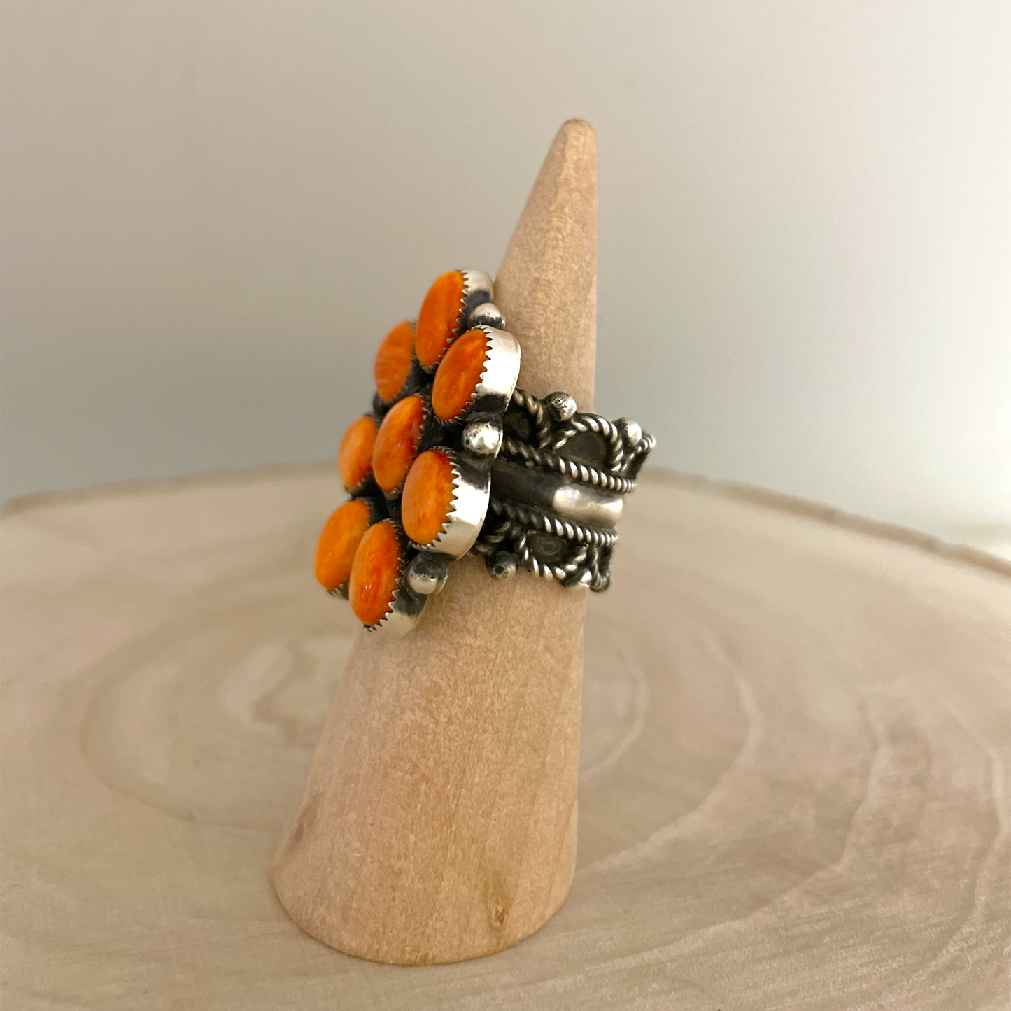 Orange Spiny Cluster Ring By Devin Brown Size 10