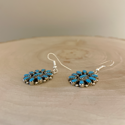 ターコイズクラスターダングルピアス