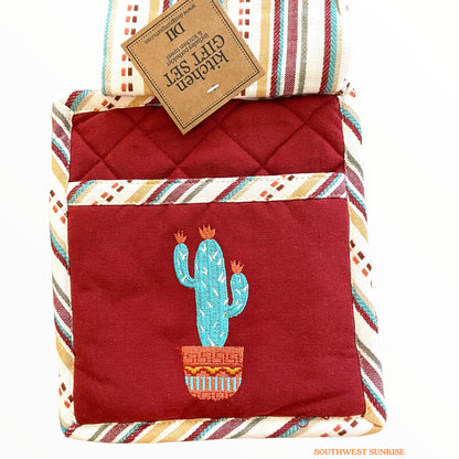 サウスウエストサボテン鍋つかみ＆タオルセット