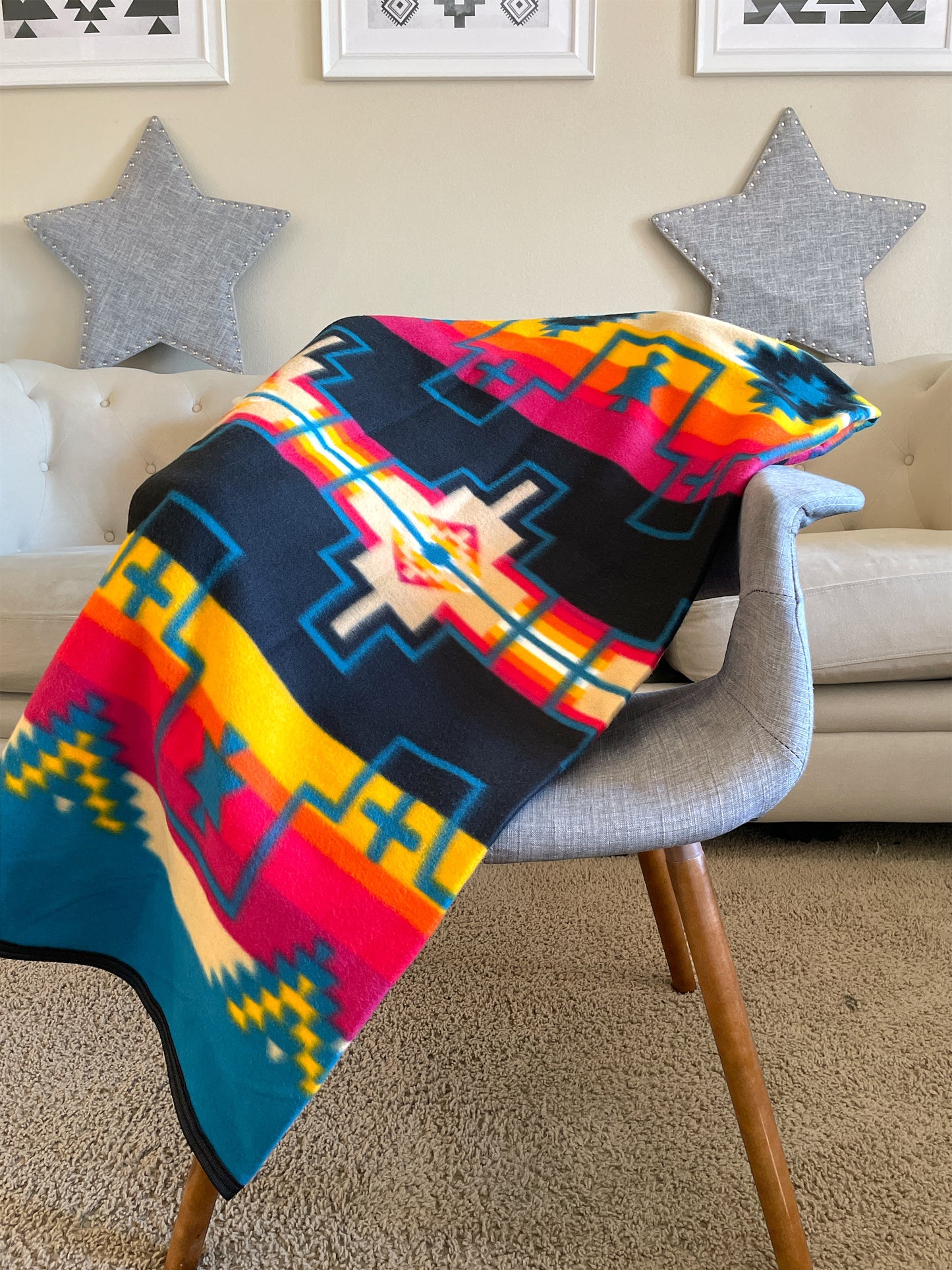 Southwest Fleece Lodge Blanket Multi color