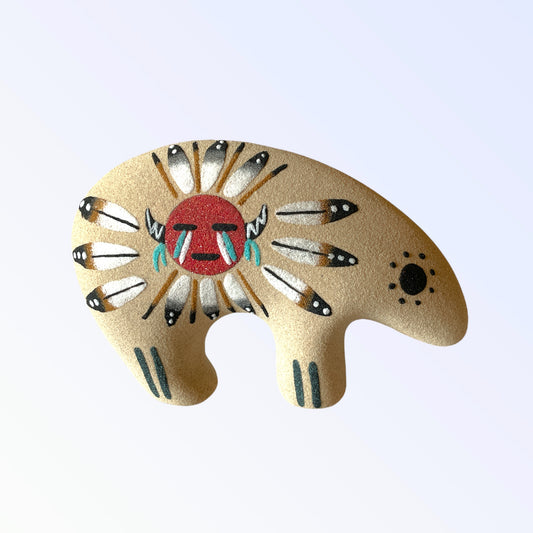 Navajo Sand Paint Bear Sunface Pottery