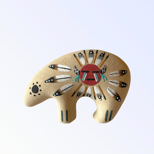 Navajo Sand Paint Bear Sunface Pottery