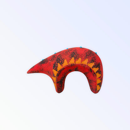 Navajo Red Clay Bear Pottery with Turquise -Red