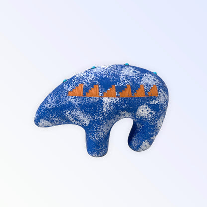 Navajo Red Clay Bear Pottery with Turquoise -Blue