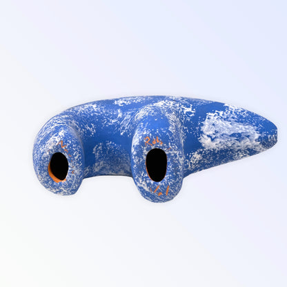 Navajo Red Clay Bear Pottery with Turquoise -Blue