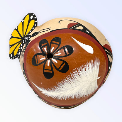 Native American Jemez Pottery Butterfly Seed Pot Yellow
