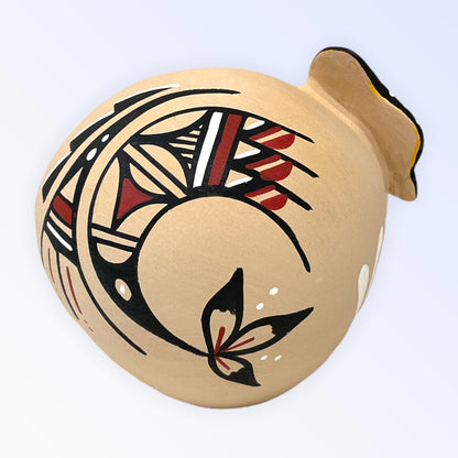 Native American Jemez Pottery Butterfly Seed Pot Yellow