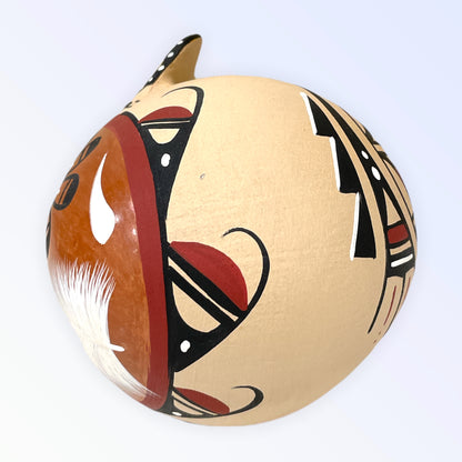 Native American Jemez Pottery Butterfly Seed Pot Yellow