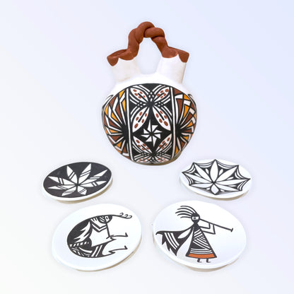 ネイティブアメリカンアコマポッテリー　ミニチュアプレートC（ココペリ）