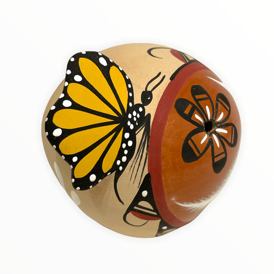 Native American Jemez Pottery Butterfly Seed Pot Yellow